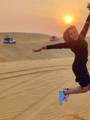 Enjoying in desert